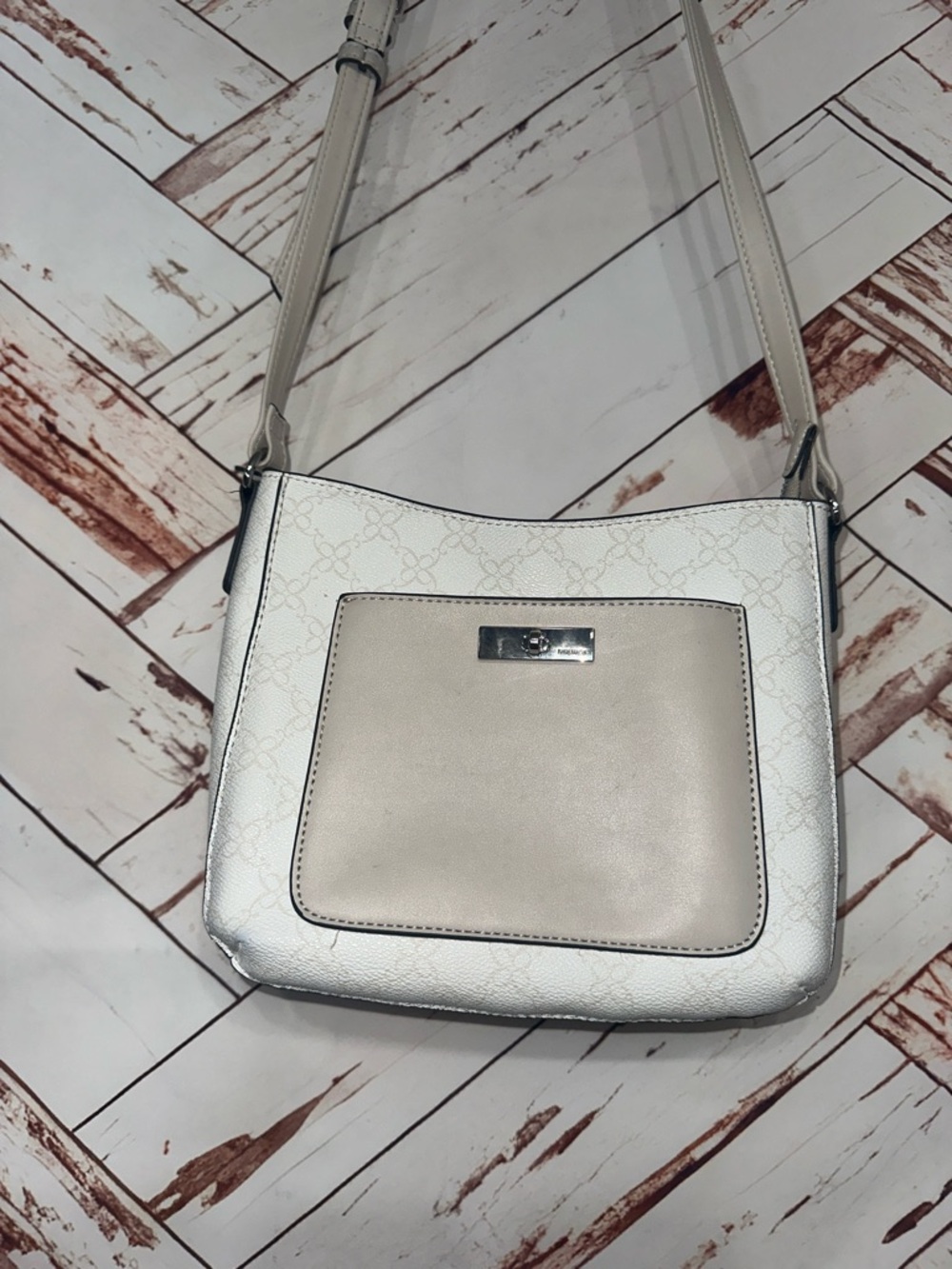 Nine West White and Cream Crossbody Bag